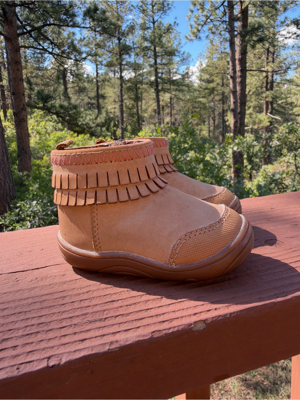Stride Rite Infant Toddler Brown 360 Faux Fringe Bianca Bootie Sz 3 Boots Fall